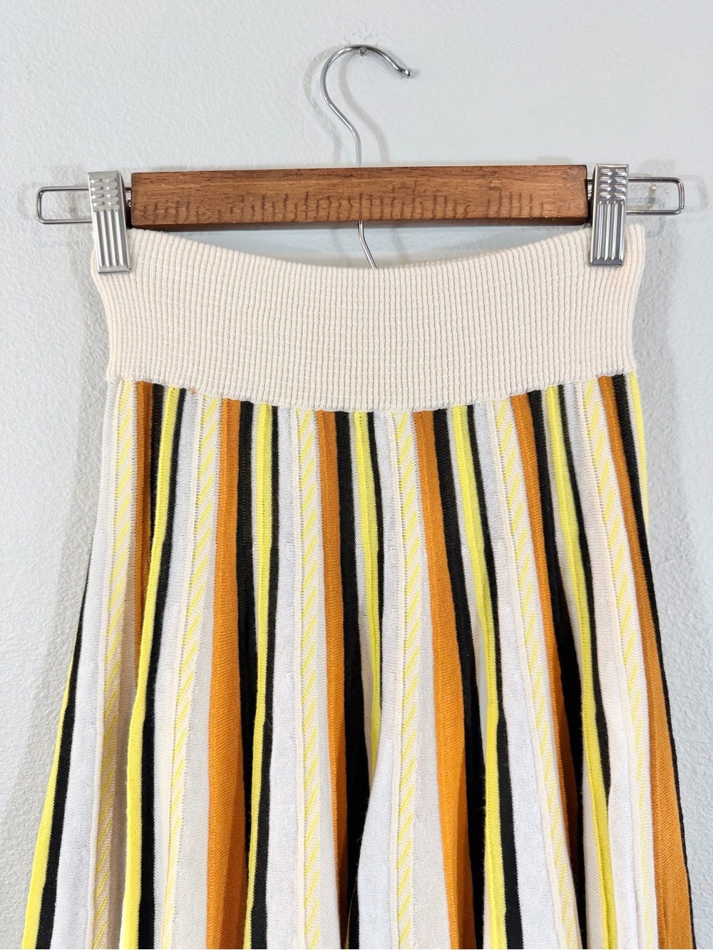 Rodebjer Marika Striped Midi Skirt Size M Brown Orange Cream High Waist Designer - Picture 3 of 12